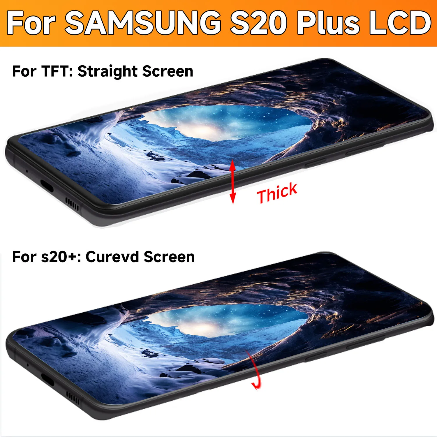 TFT S20 Plus Display Screen Assembly for Samsung Galaxy S20 Plus S20+ G985F G986F Lcd Display Digital Touch Screen with Frame