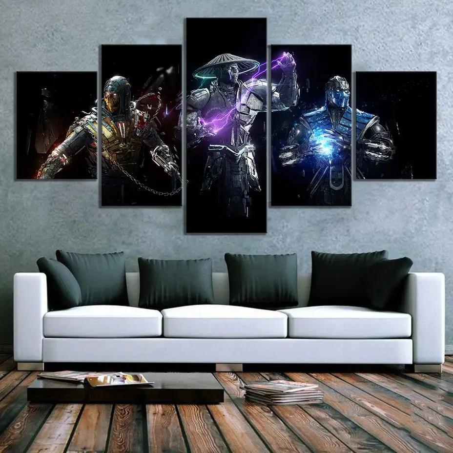 

Unframed 5Pcs Mortal Kombat Game Modular Paintings Canvas Pictures Wall Art Posters for Living Room Bedroom Office Home Decor