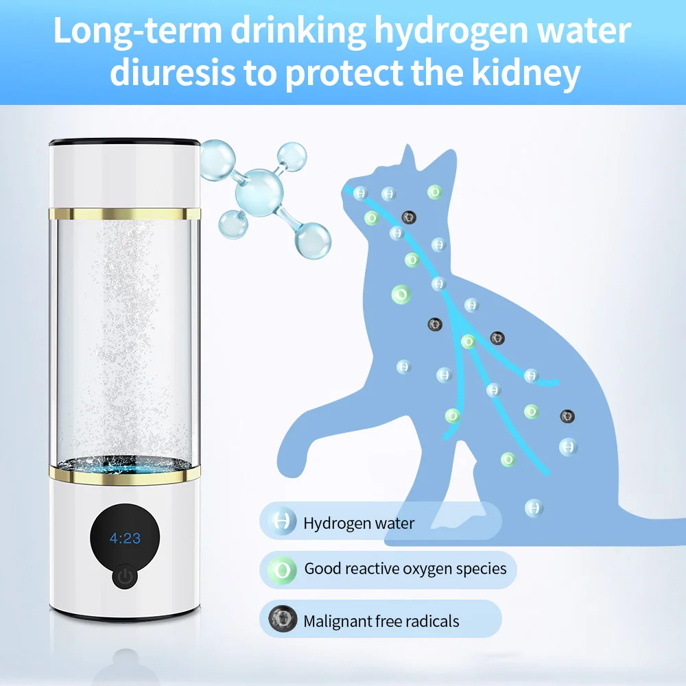 SUYZEKO Hydrogen Water Bottle Portable High-Concentration H2 Rich Water Cup Rechargeable Water Ionizer Generator Antioxidants