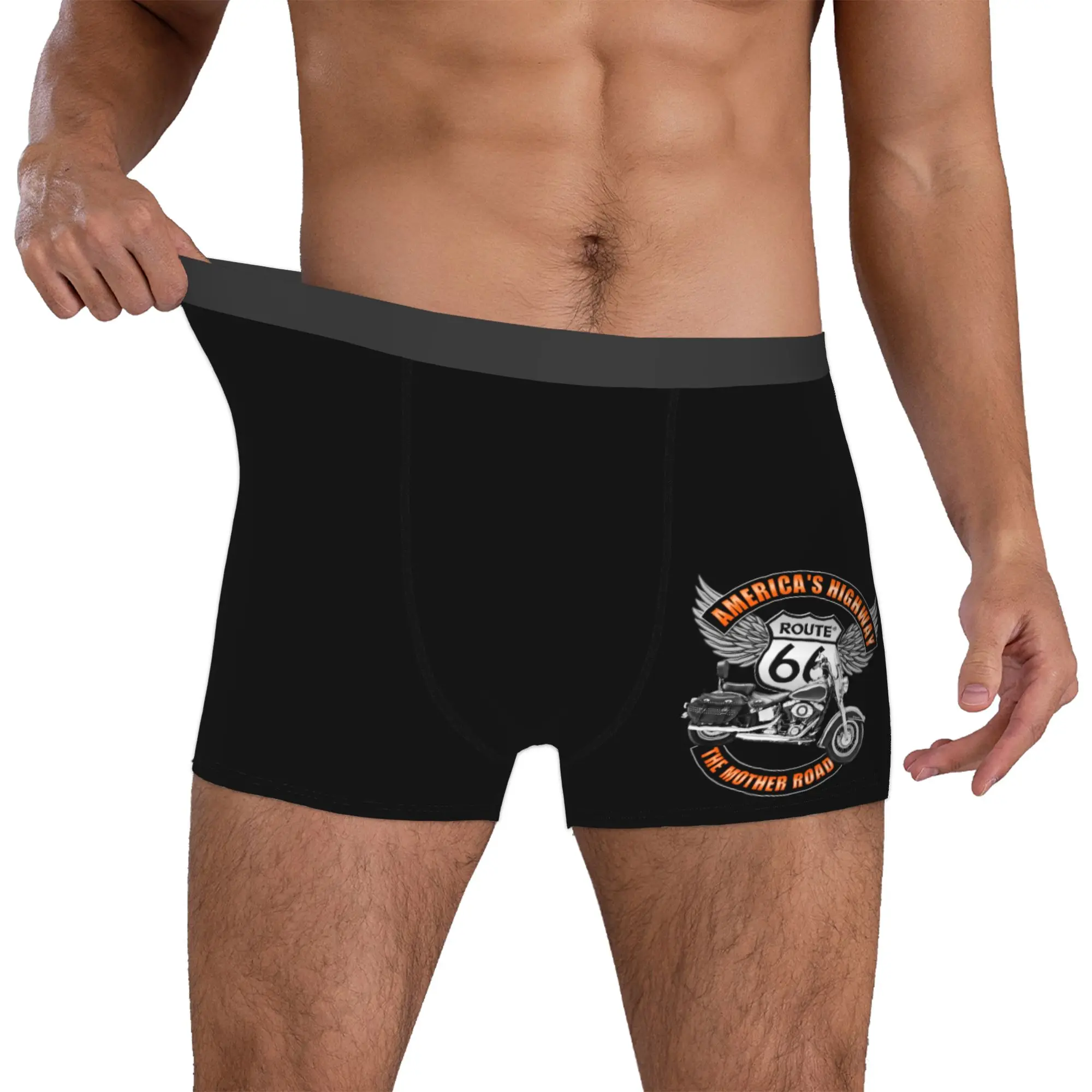 Custom Americas Highway Boxer Shorts For Homme 3D Print USA Highway Motorbike Underwear Panties Briefs Breathable Underpants