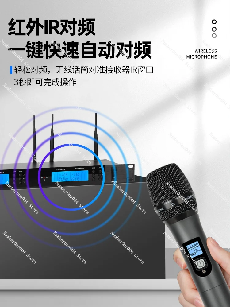 Microphone One for Four Professional U Band Stage Performance Home Singing Neckline Clip Head Wear Conference Karaoke Microphone