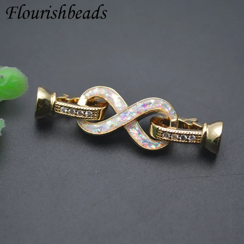 5-10pcs Opal Paved CZ Beads  8 Letter Shape Connectors Clasp Accessories for DIY Pearl Necklace Jewelry Accessories