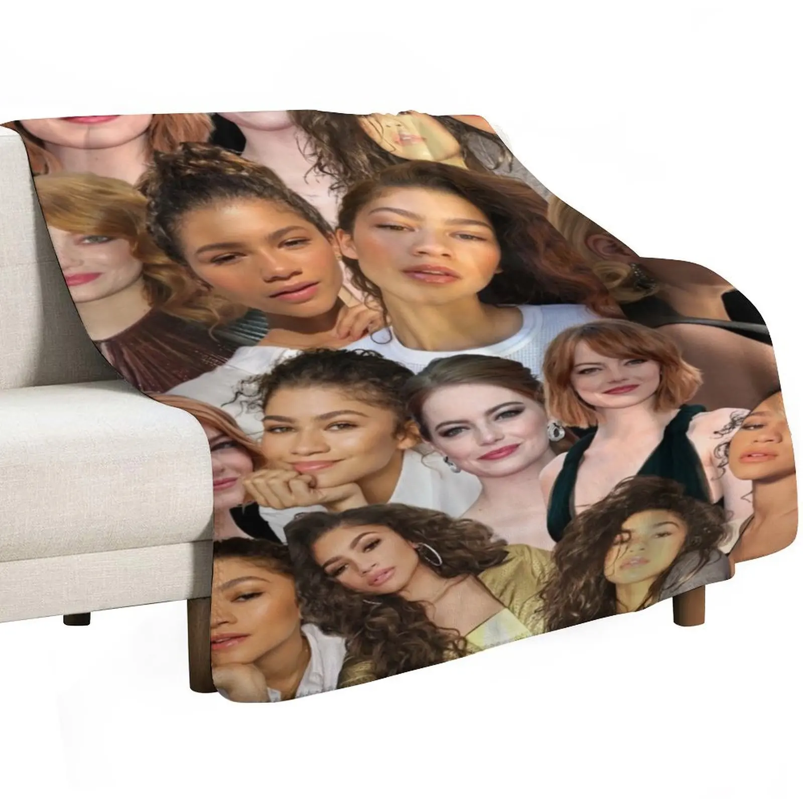 إيما ستون آند زندايا كولاج رمي بطانية السرير بياضات السرير العصرية فروي محشوة البطانيات