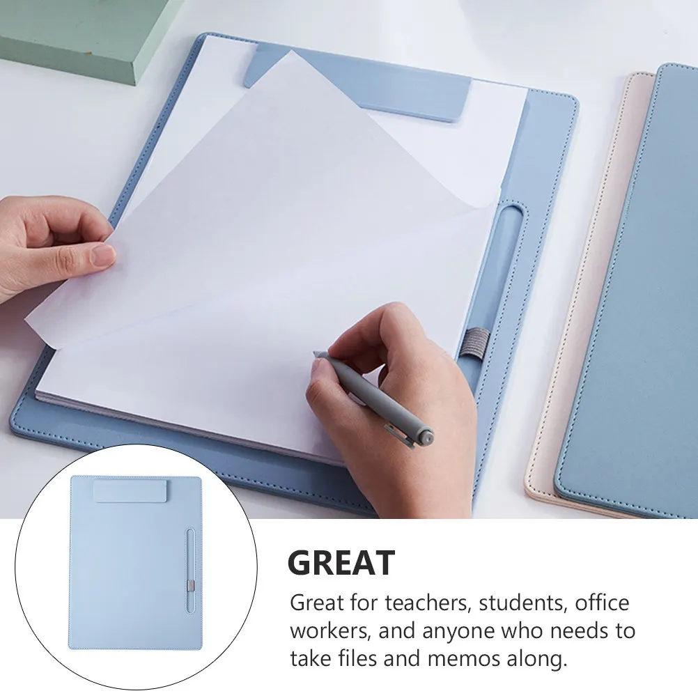 

1Pcs File Clipboard A4 Sky-Blue Paper Hardboard Writing Folder for Office School Meeting Notes Document Holder