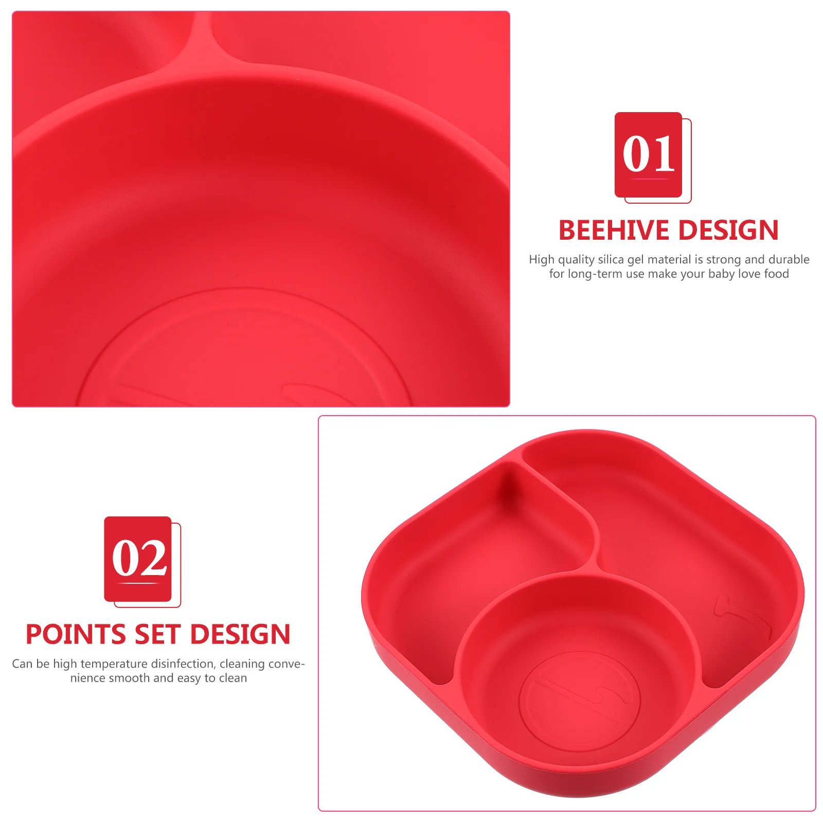 

Practical Silicone Baby Dinner Plate Toddler Compartments Durable Safe Non Toxic Eco Friendly Portable Silicone Suction Plate