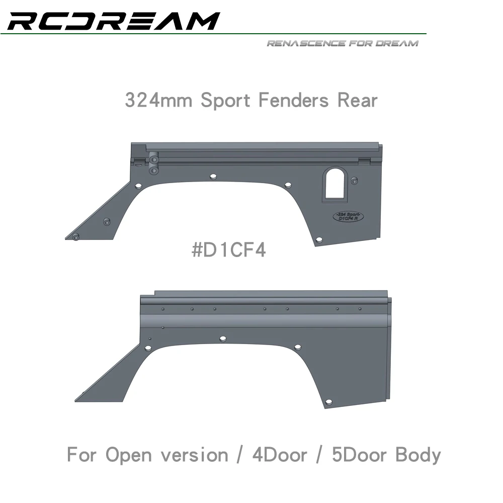 Części zamienne do nadkole sportowych RCDream 324mm do dzikiego obrońcy otwarte 4 drzwi Pickup 5 drzwi kombi # D1AFL3 D1AF3 D1BF4 D1CFL4 D1CF4