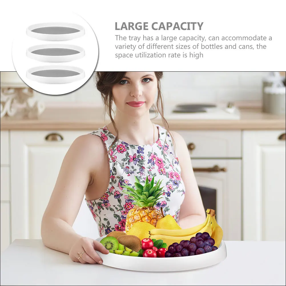 

3Pcs Rotatable Household Spice Organizer Set Large Capacity Kitchen Tabletop Seasoning Tray Multipurpose Storage Holder