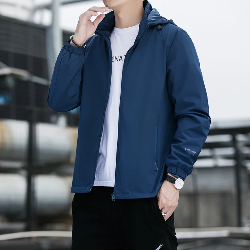 2024 Spring and Autumn Men's Jacket Detachable Hat Tactical Waterproof Bicycle Hooded Coat Casual Outdoor Men's windbreaker