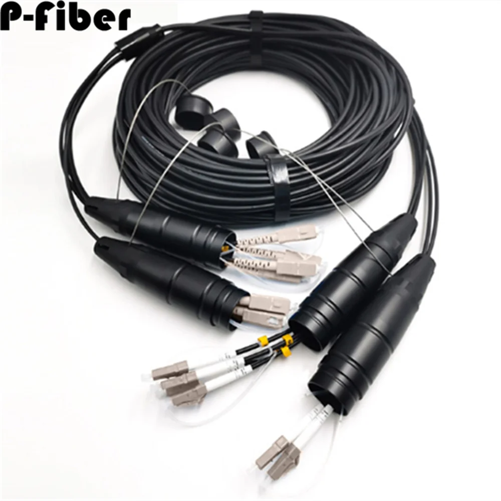 Imagem -02 - Jumper Blindado Exterior da Fibra Cabo de Remendo da Fibra Ótica da Extensão mm Núcleos Núcleos Om3 6c 8c Tpu 50m 60m 70m 80m 100m 120m lc fc sc st