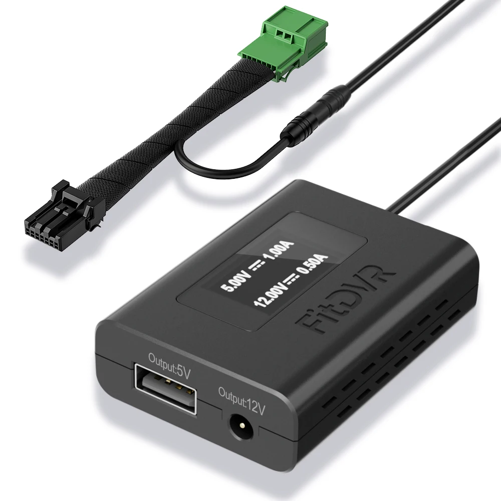 

FitDVR Dash Cam Power Adapter (7-Pin) for Honda and Acura, Connects to Rearview Mirror, LED Display, USB Power Source, D3-018