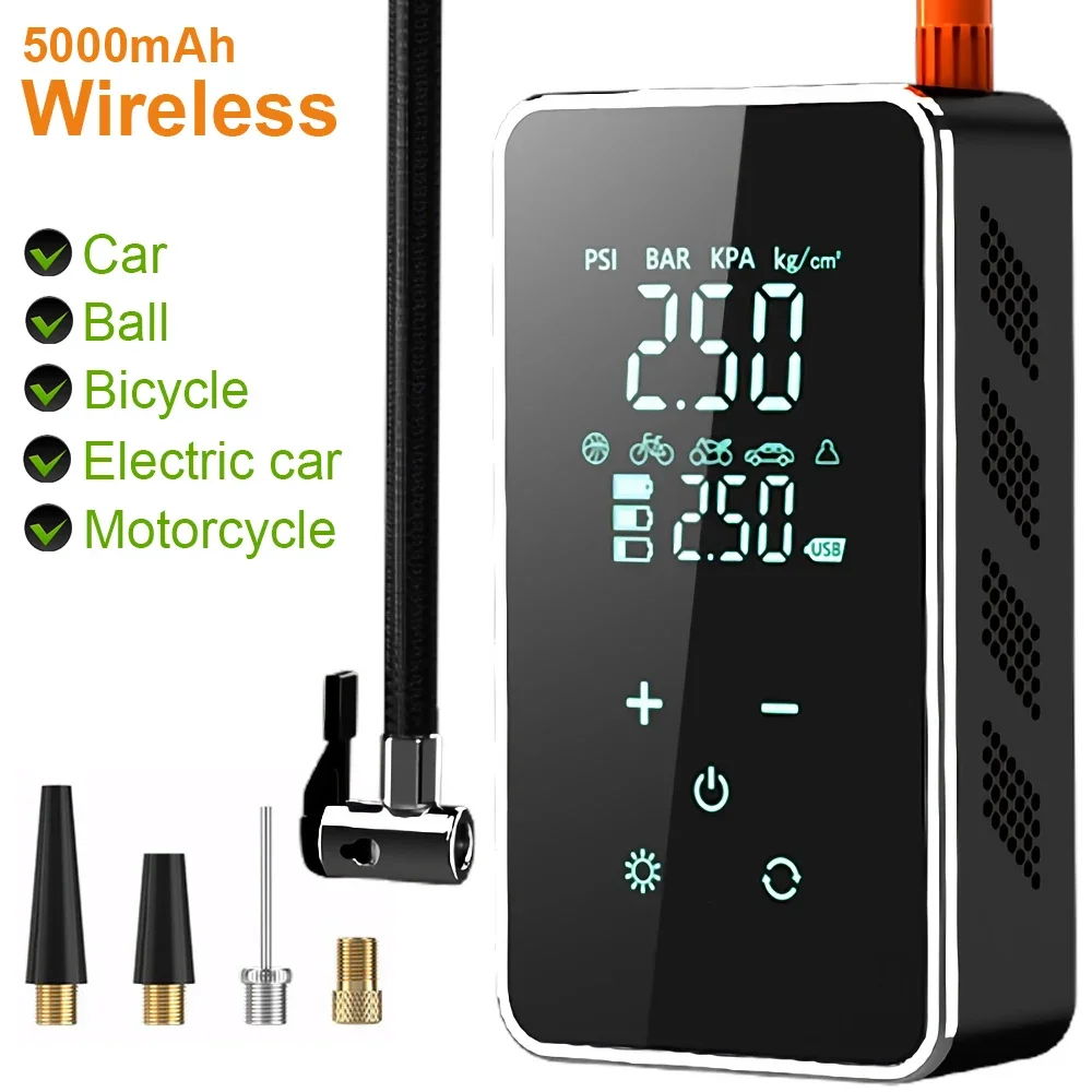 

Wireless Air Pump 150psi Touch Screen Portable Electric Tire Inflator For Car Bicycle Motorcycle Mini Air Compressor Injector