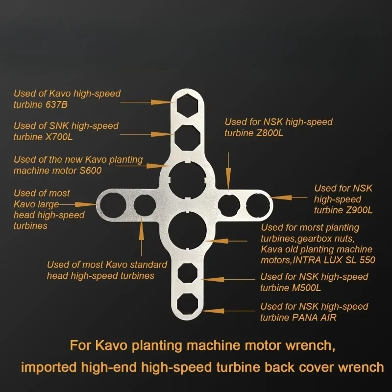 Lab Repair Tool Kit for N+K KA+O WH+ Siron+ Handpieces -Multifunction Wrench,Turbine Implants Cartridge,Rotor Shaft Spindl Tool.