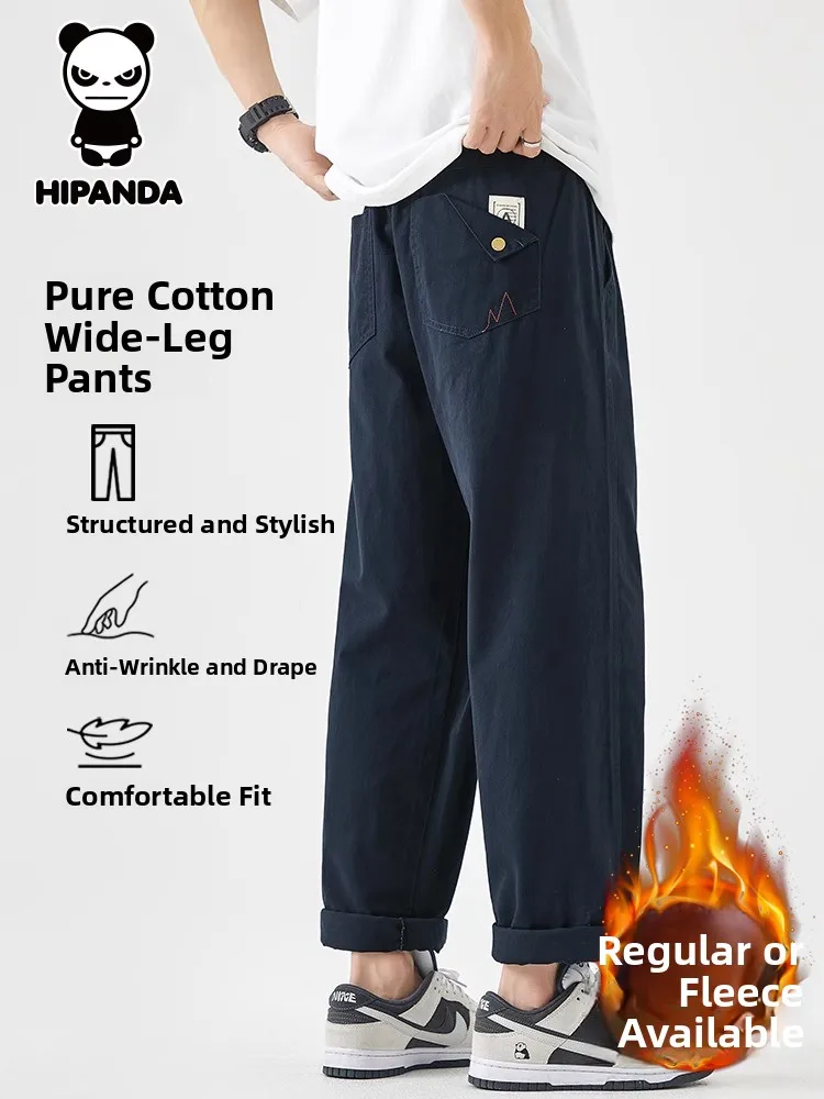 

HiPanda Men's Casual Cotton Fce Lined Straight Leg Pants Autumn Winter New Sle American Sle Comfortable Loose Fit Trou...