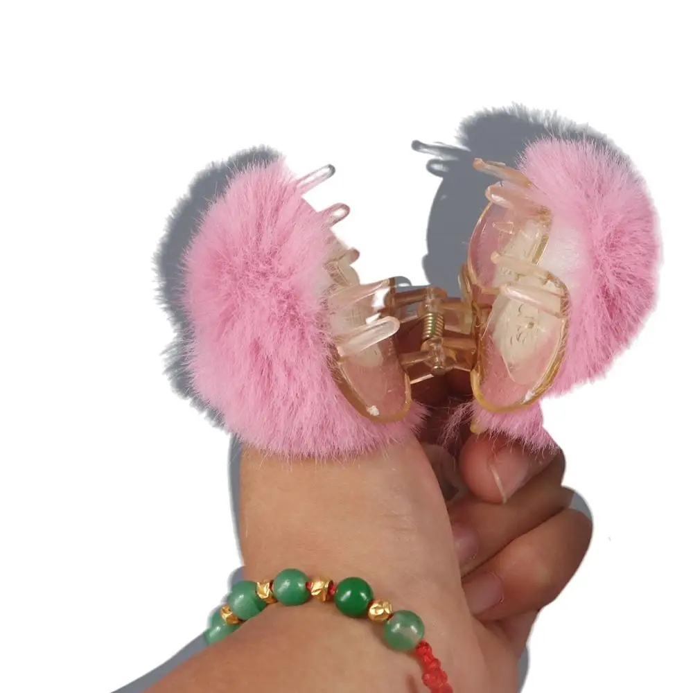 

Fixed Clip Wome Hair Claw Leopard Print Solid Color Small Hairpin Korean Style Hair Clip Plush Hair Claw Child Headwear