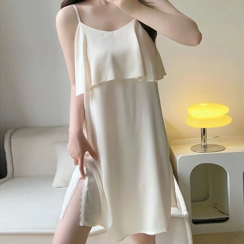 Sling Suspender Nightdress Xia Bingsi 2026 New Fashion Pajamas Pure Lace Lace Split Fork Loungewear Thin