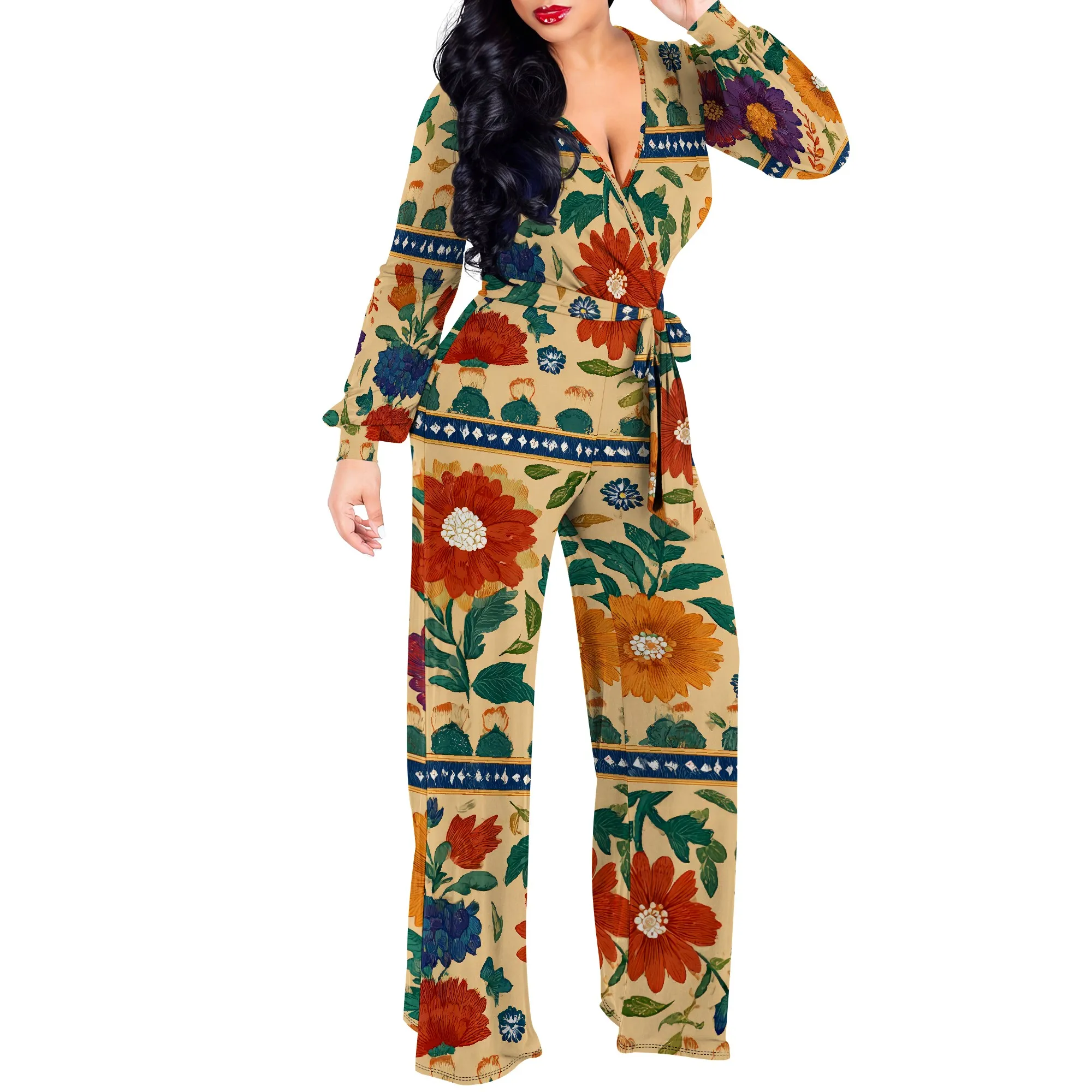 

Jumpsuits for Women Formal Sexy Elegant Long Straight Pants Busineess Party Jumpsuit with Belt Pockets