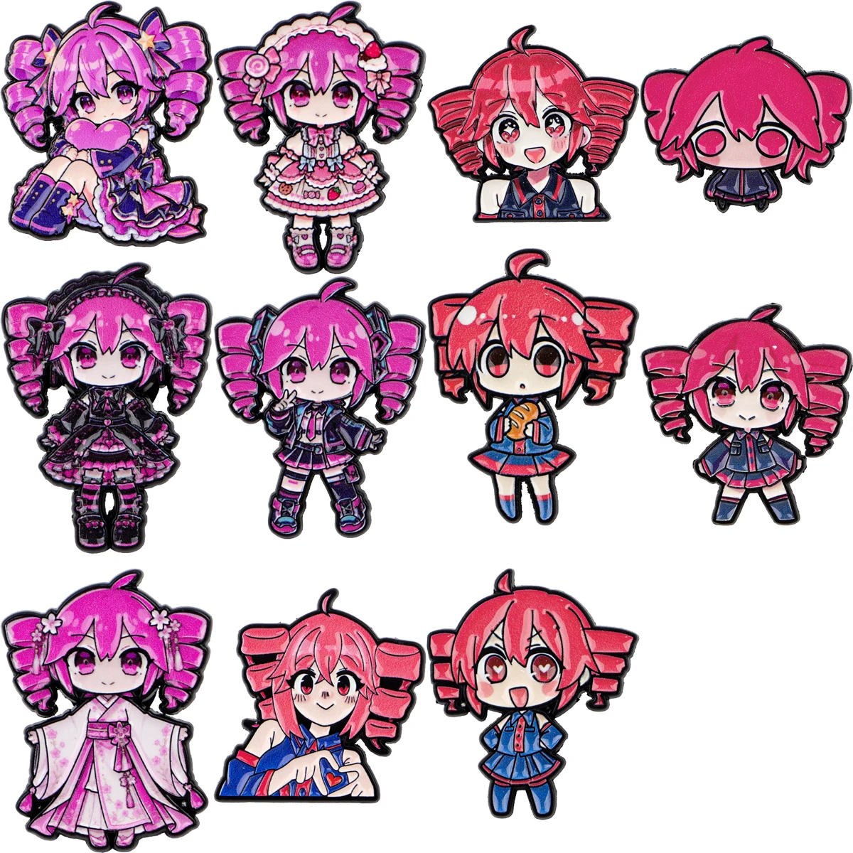 11-teiliges Set Kawaii Cartoon Sänger Emaille-Pins, Teto Reversnadeln, Anime-Abzeichen, Broschen für Kleidung, Rucksack, Schmuck, Geschenke für Freunde – Detail 1