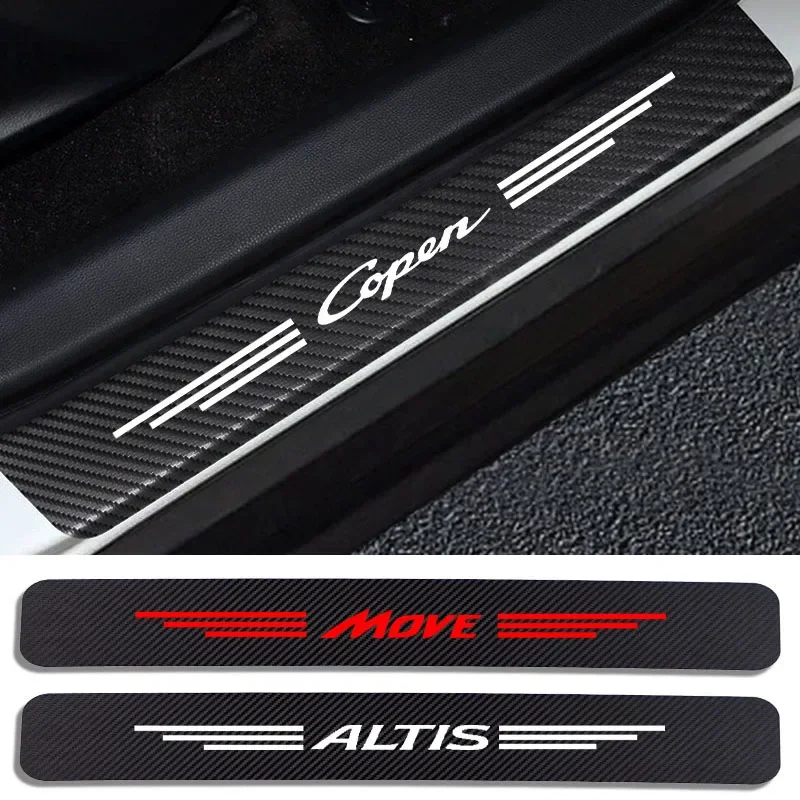

4pcs Car Styling Carbon Fiber Car Door Sill Protector Sticker Decal For Daihatsu Altis Copen Mira Move Terios Tanto Trevis Xenia