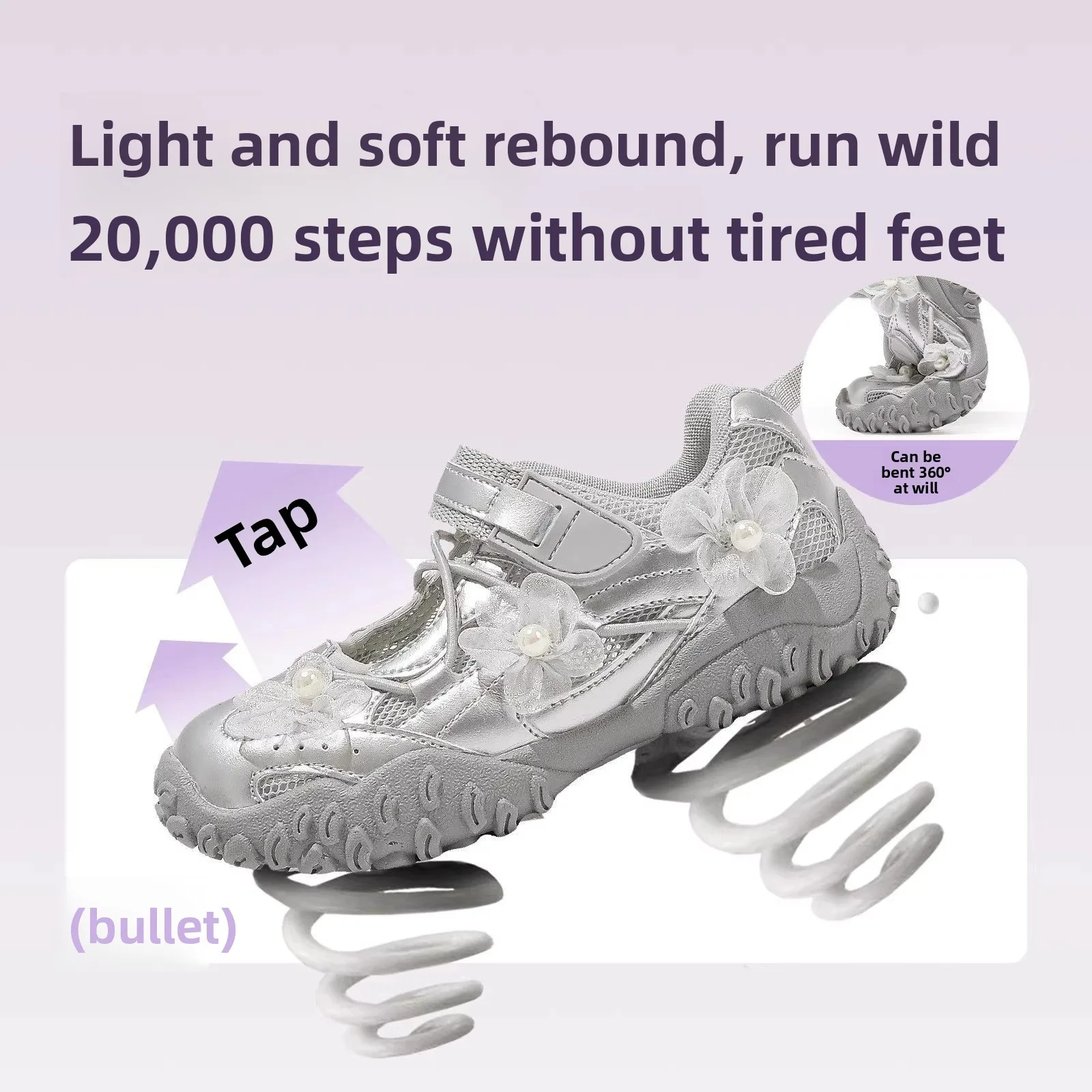 

Girls sneakers summer 2026 new girls princess half sandals children's shoes mesh breathable casual shoes kids shoes
