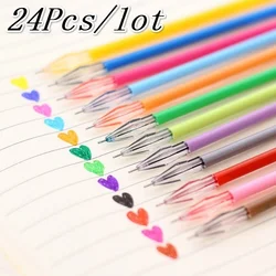 24Pcs Colorful Refils Diamond Head Refill Creative Candy 12 Color Gel Pen Refills 0.38mm Office Stationery School Supplies