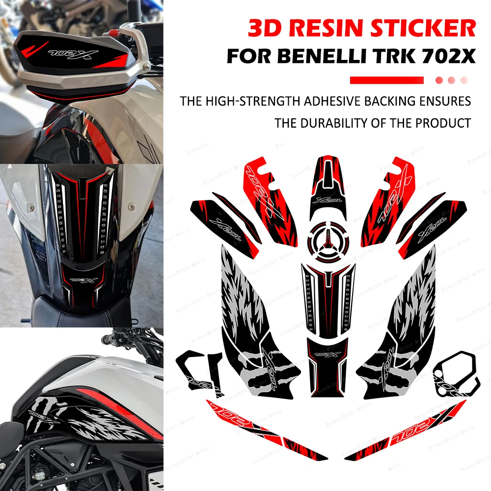 For Benelli TRK702 TRK 702 2023 Motorcycle 3D Gel Epoxy Resin Protective Sticker Tank Pad Stickers Kit