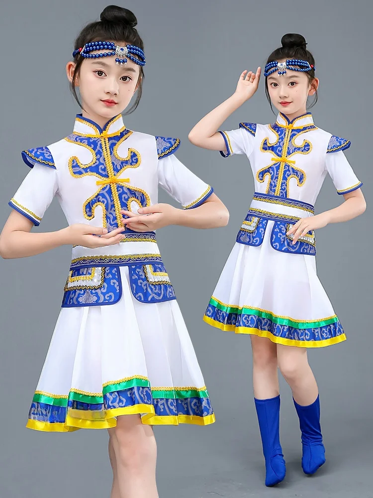 

Children's Mongolian Dance Performance Costume Fem Toddler assland Robe White Eth Clothing Traditional Stage...