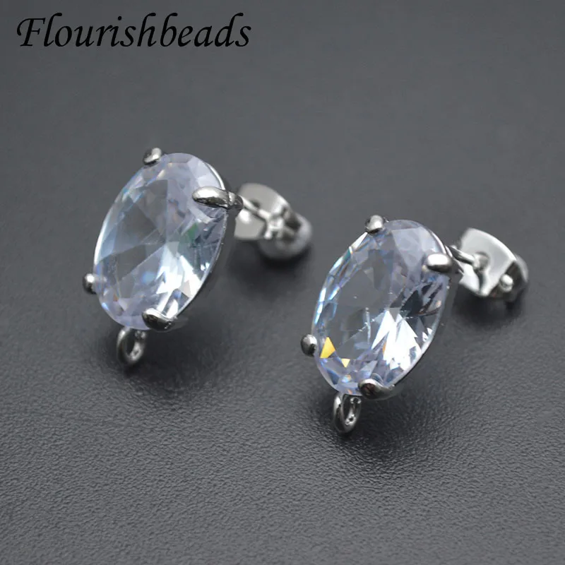 30pcs/lot High Quality Faceted Cubic Zirconia Crystal  Earring Stud for Women Party Wedding Earrings Gift Fashion Jewelry