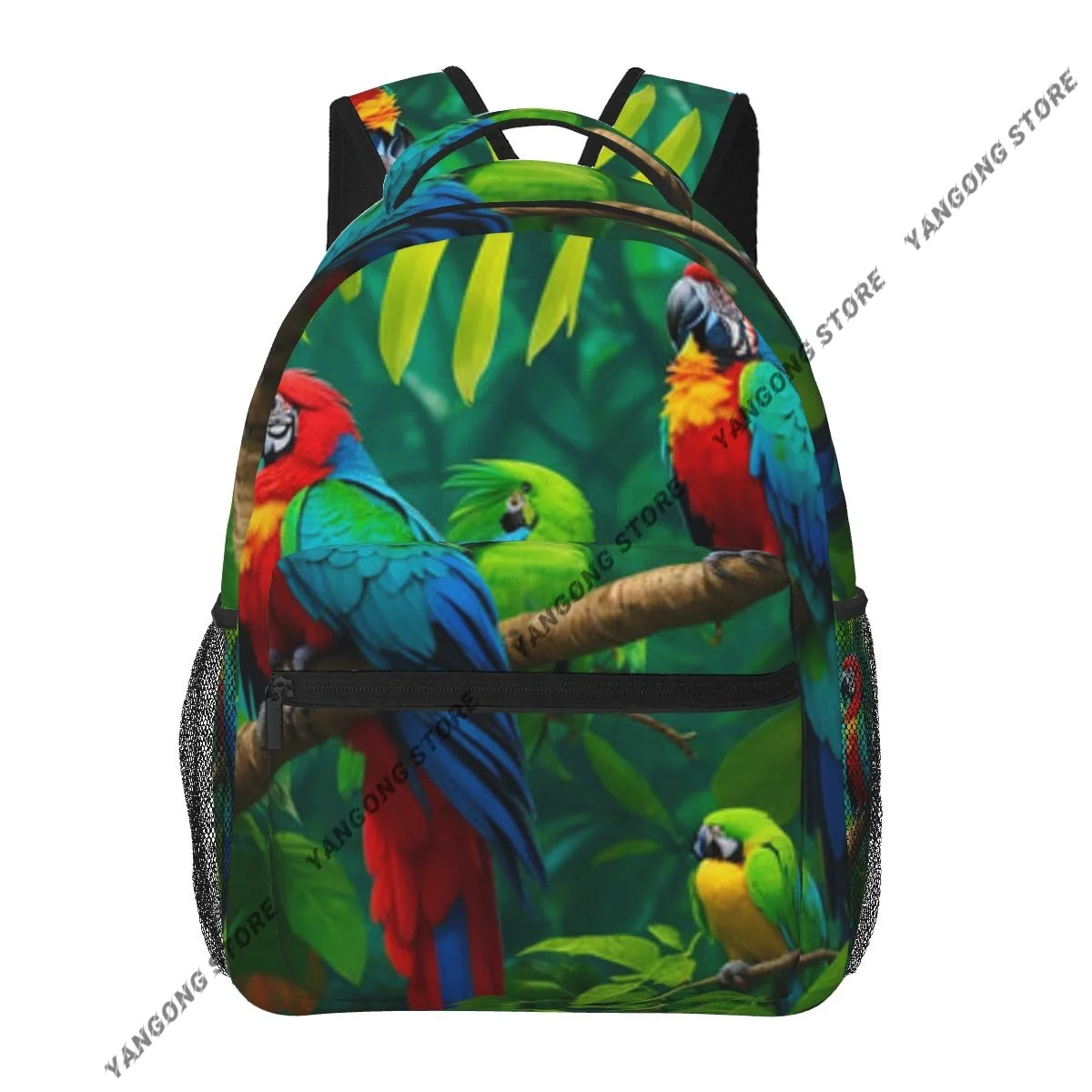 Fashion Backpack Women Men Unisex Students Backpacks Colorful Macaws Sitting On Branch Travel bag Bookbag