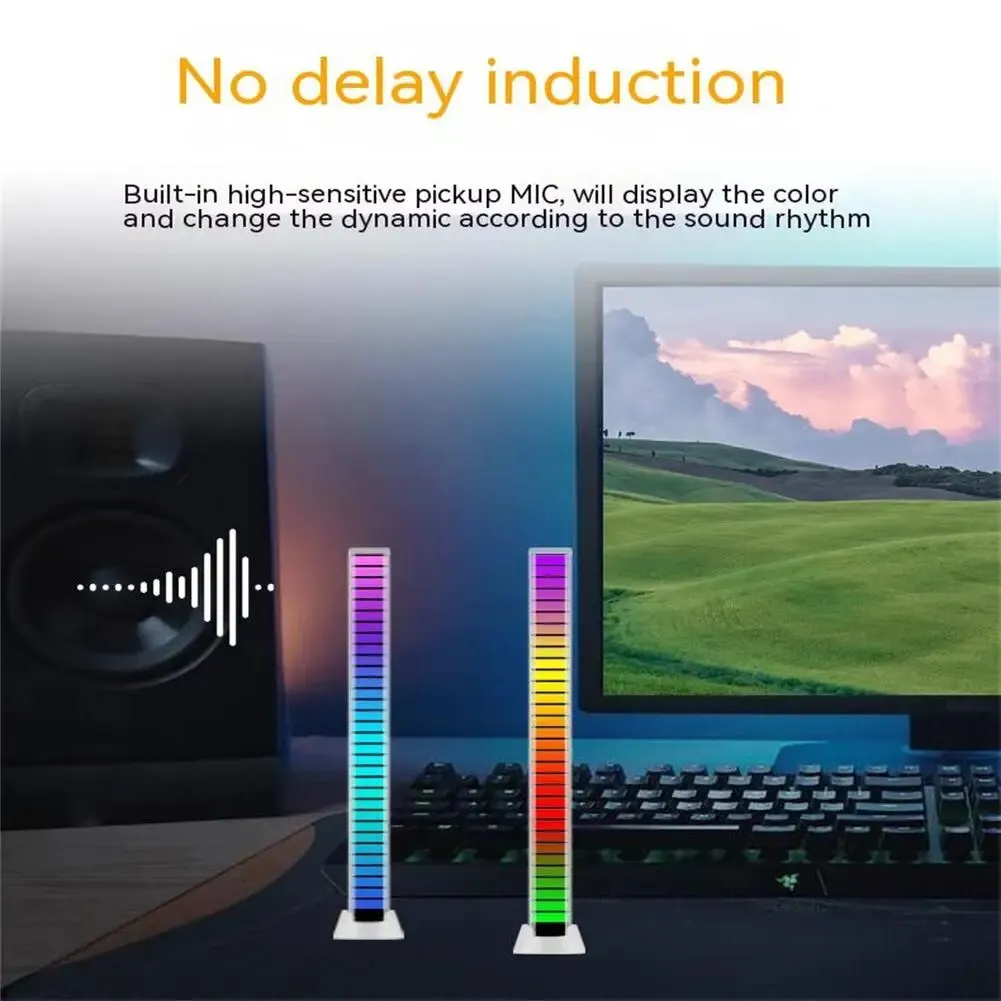 شريط إضاءة LED للجو ، مصباح إيقاع ، ميكروفون مدمج ، 120 درجة ، موسيقى USB ، تحكم في الصوت ، 5 فولت