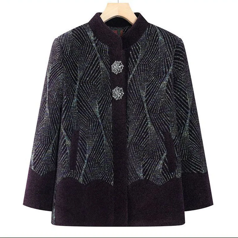 Giacca imbottita in cotone per anziani di mezza età Autunno Inverno Nuovo cappotto di lana Capispalla calda per madre Cappotto taglie forti Top da donna