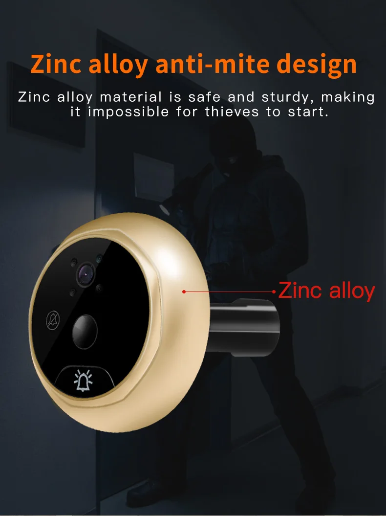 Two-way wake-up intelligent wireless visual electronic cat eye doorbell security protection doorway system 4.3 inch color screen