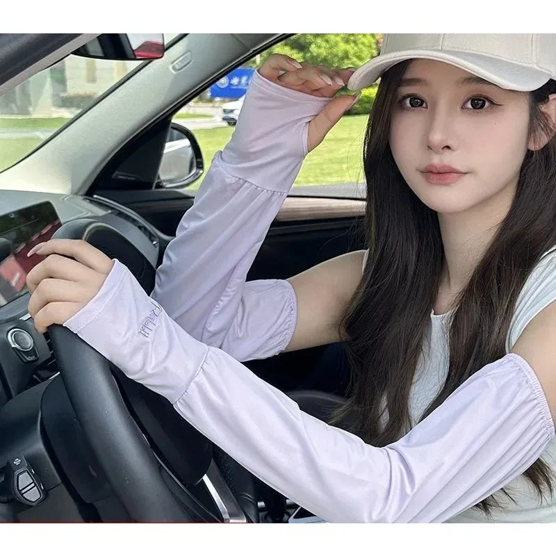 

Солнцезащитные перчатки для мужчин и женщин, шелковые Нескользящие митенки с защитой от ультрафиолета, черные, белые перчатки для верховой езды, на лето