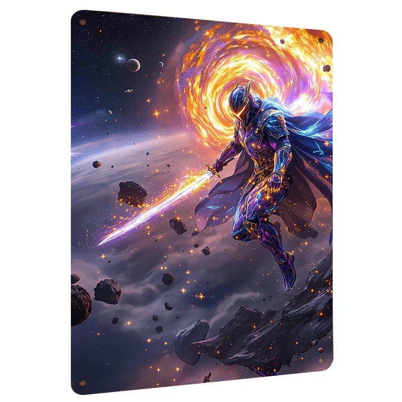 Interstellar Guardian Warrior Metal Wall Art Sci Fi Game Character Decorative Painting for Living Room Bedroom