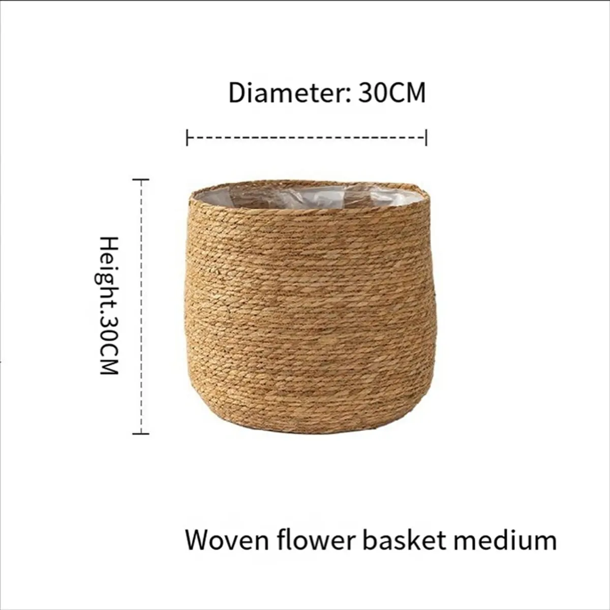 Decorative Plant Basket with Plastic Film Insert in Boho Style M-Y92A-Seagrass Flower Pot - Woven Plant Pot