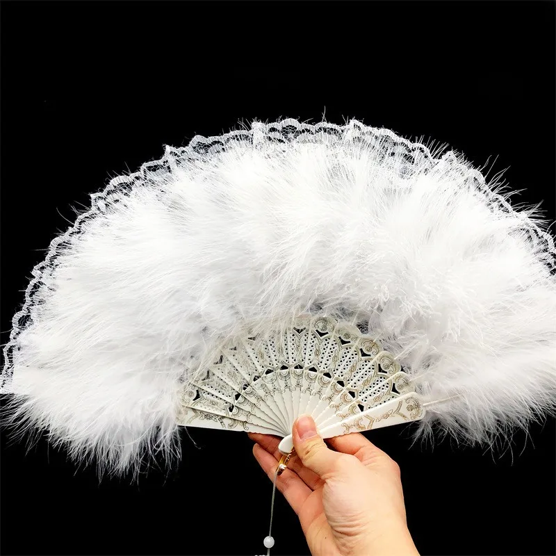 

Chinese Style Vintage Hand Fan Feather Bamboo Folding Fans Chinese Dance Wedding Party Favor Party Decoration High Quality Gift