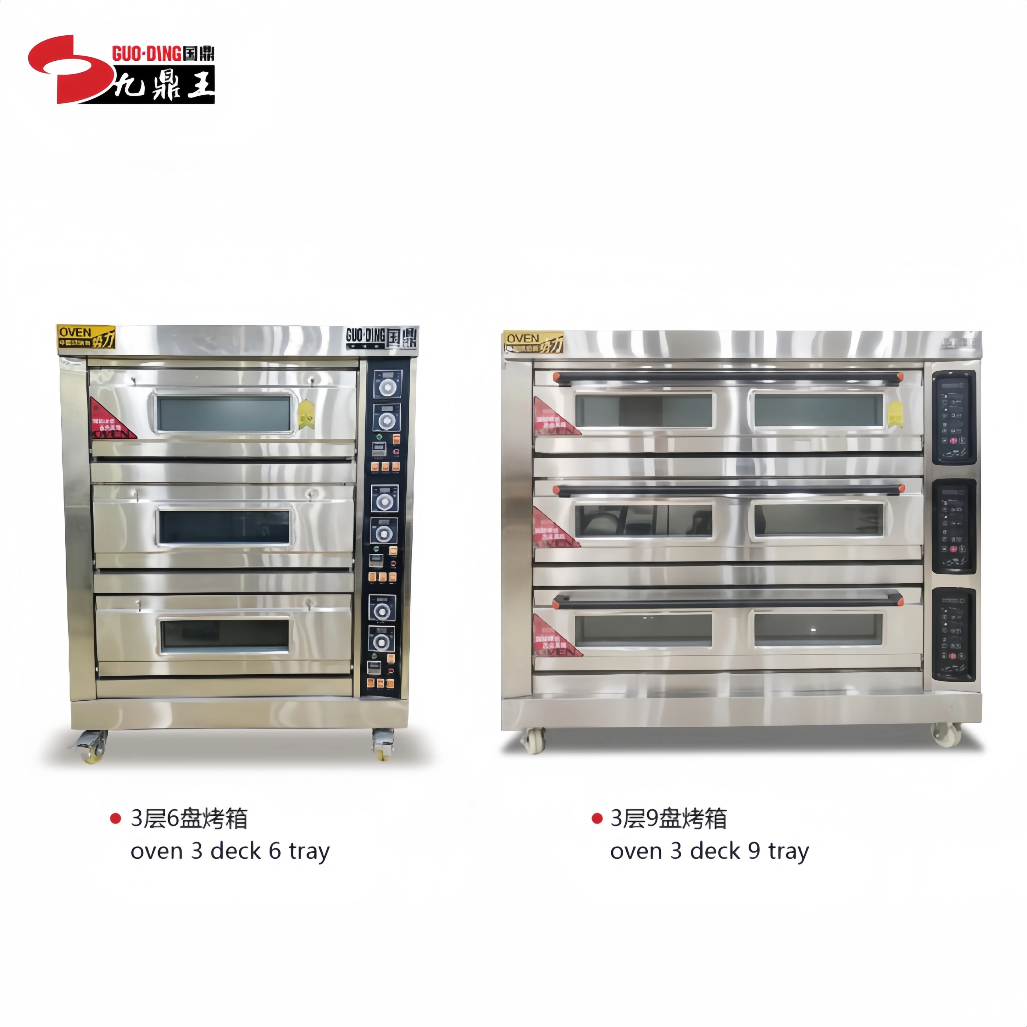 3 Deck 9 Trays Electric/Gas Commercial Deck Oven with Overheat Protection for Artisan Bread & Pizza Baking