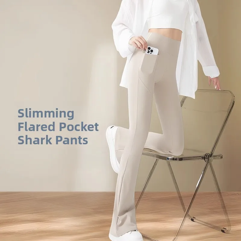 

High Waist Slimming Yoga Fitn arkskin Pants Women's Outerwear Spring Autumn plus Size Bell Bot Leggings