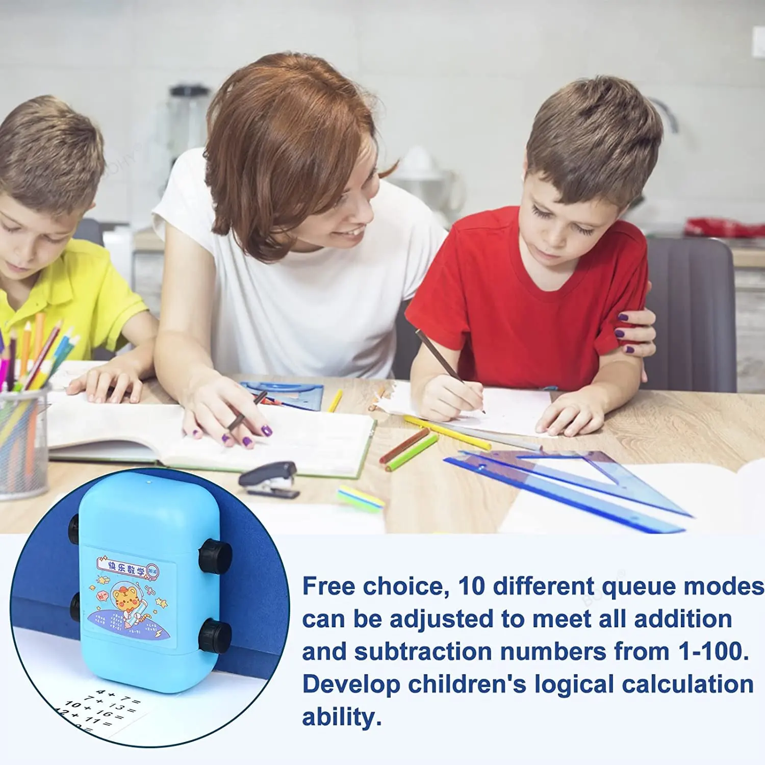 Math Roller Stamp para Ensino, 2 em 1, 2 em 1, Multiplicação e Divisão, Dual Head, Smart Math Practice Stamps for Kids