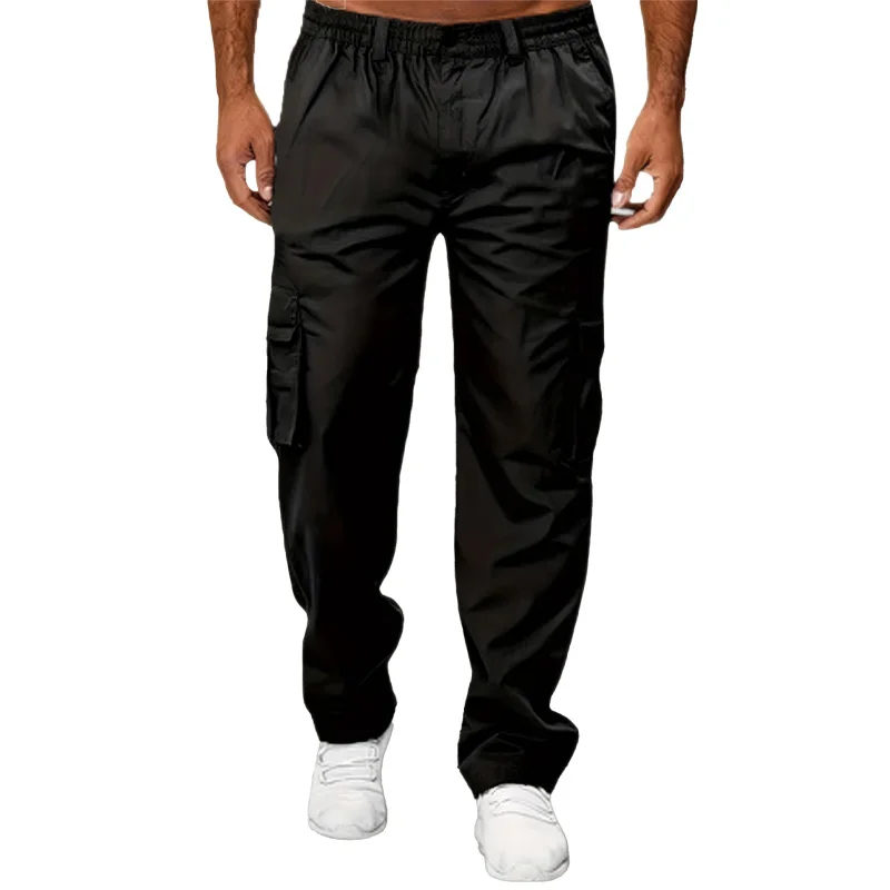 Lose übergroße Herren-Langhose mit Kordelzug, Herren-Hose mit mehreren Taschen, Jogginghose, gerade Passform, Jogger für Sport und Streetwear – Detail 3