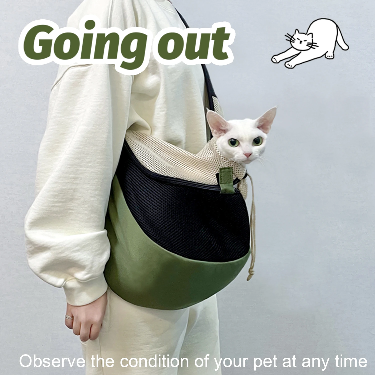 Pet Dog Sling Carrier Panda Color Breathable Mesh Travel Safe Sling Bag Carrier for Dogs Cats Accessories