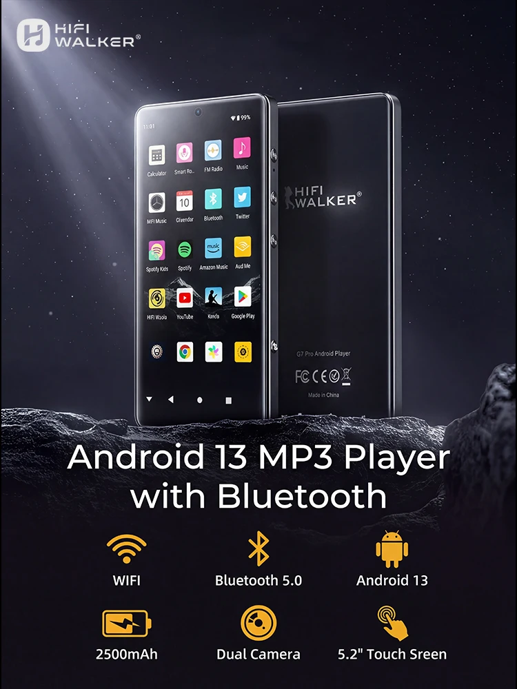 (32G+128G) Android 13 Musikplayer MP3 MP4 mit WLAN Bluetooth Verlustfreies FLAC Spotify Tidal 20-Stunden-Wiedergabe HiFi Walker G7PRO – Detail 1
