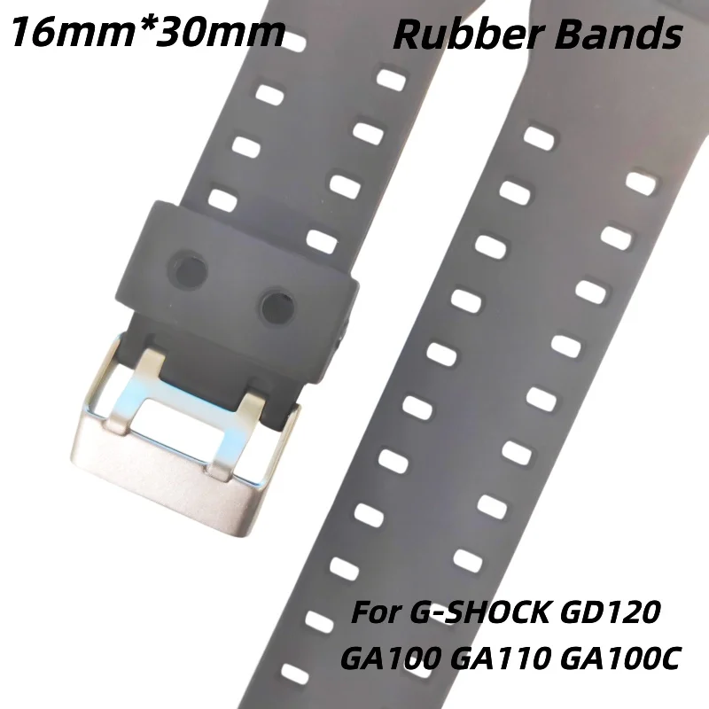 Wholesale 10PCS/Lot Black Rubber Watch Bands 16MM/30MM Strap For G-SHOCK GD120 GA100 GA110 GA100C Compatible Watch Accessories