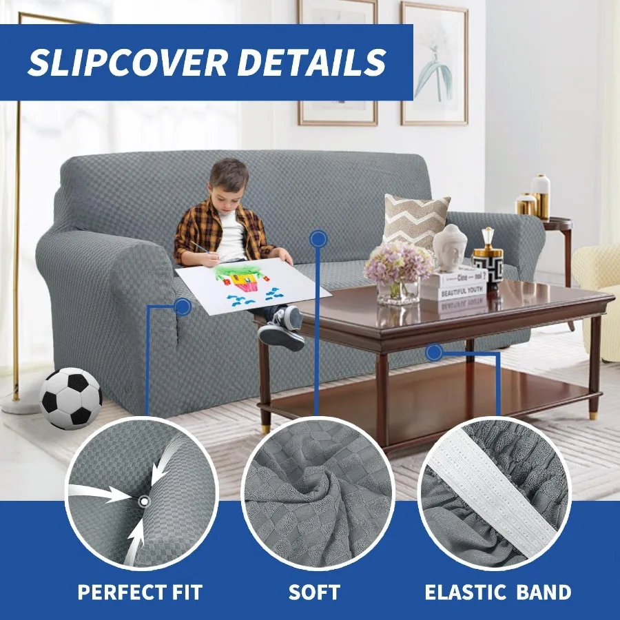 최신 자카드 디자인 고탄력 소파 커버 (3인용 소파, 반려동물/강아지/고양이 방지, 미끄럼 방지, 마법의 탄성 가구 커버)