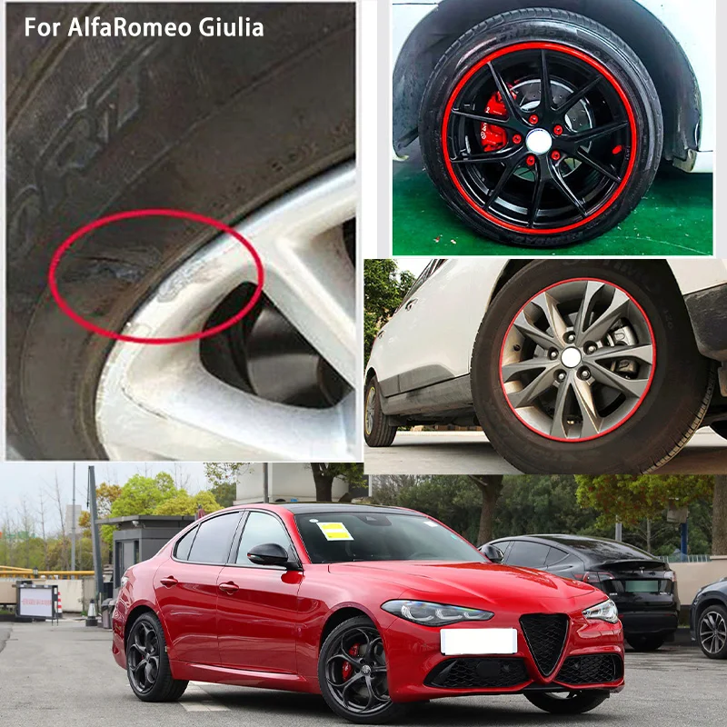 For AlfaRomeo Giulia Car Wheel hub Protective Ring wear-resistant decoration parts tire anti-leakage anti-collision rubber strip