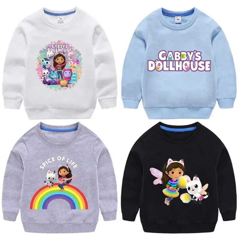 Gabby Dollhouses Children Fashion Casual Sweatshirt Autumn Kids Anime Printed Top Girls Cartoon Cute Long Sleeve Clothing Gifts