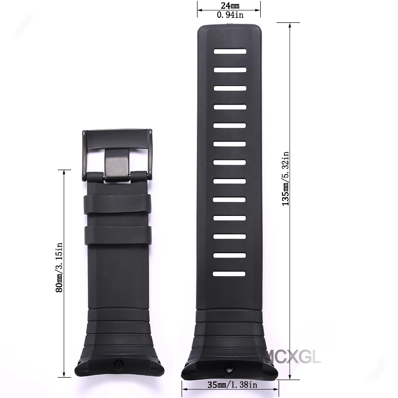 Rubber Replacemnet Strap for Suunto core Men\'s Sport Waterproof Watch Band  Black Watch Accessories Wristbands