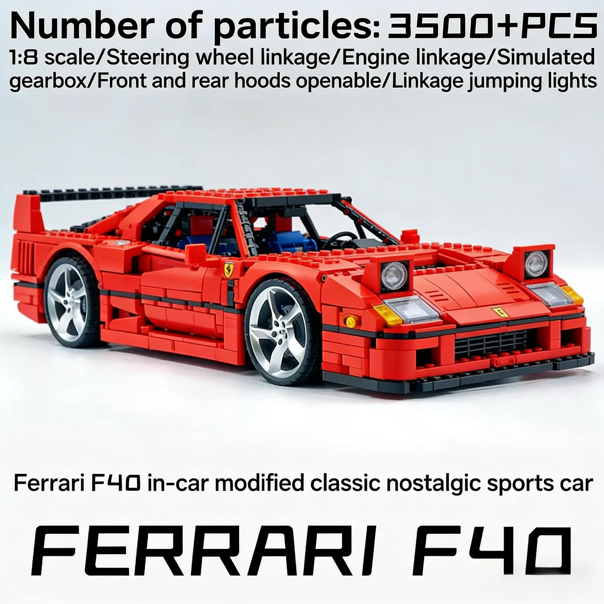 

Техническая сборная модель автомобиля LOX Edition F40 MOC 140629, конструктор-суперкар для взрослых, высокая сложность, гоночная игрушка