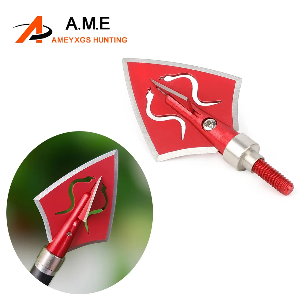 

Hunting Arrowheads Stainless Steel Red 4 Blades Broadheads General Thread for Bow and Arrow Archery Shooting Hunting