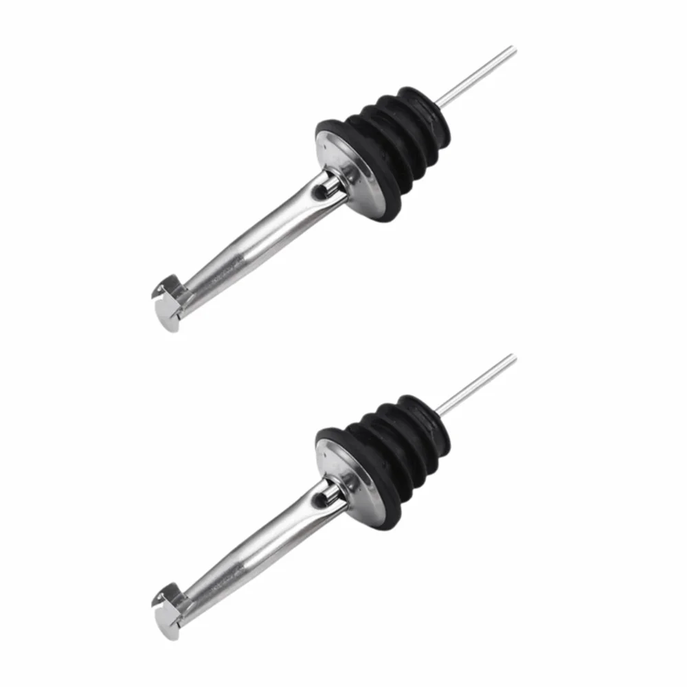 2 PCS Stainless Steel Oil Spout Pourer Silver Auto Dust Cover Liquor Pourer Spout Flip Lid Convenient Bottle Spout Dispenser