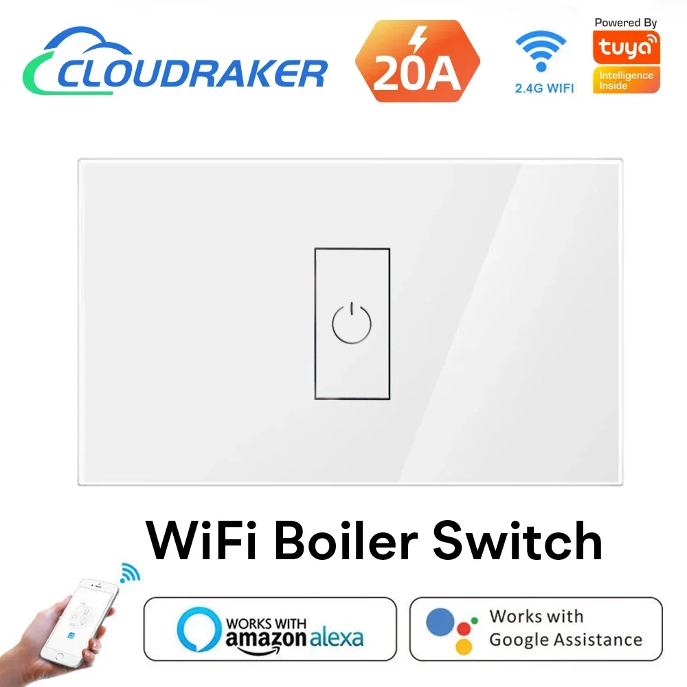 Smart High Power Circuit Breaker 4400W 20A Boiler Switch Schedule Tuya APP Remote Control Works with Alexa Google Home Siri